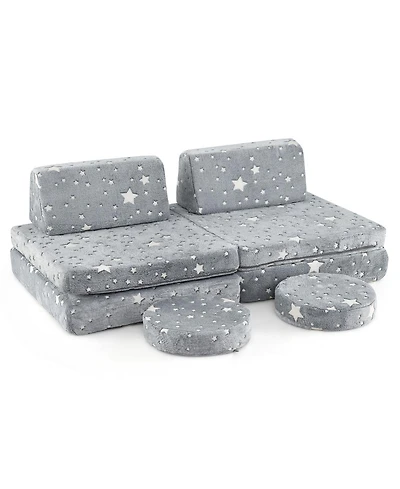 Gouun Modular Kids Play Couch Set with Glow-in-the-Dark Pattern and Handles