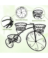 Gouun Metal Tricycle Plant Stand with 3 Hollow Baskets