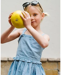 Hope & Henry Toddler Girls Organic Ruffle Edge Seersucker Apron Dress