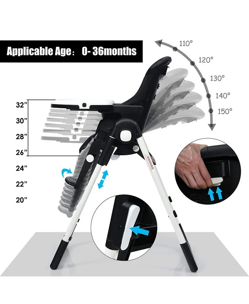 Gouun 4-in-1 Convertible Highchair and Booster Seat with Height Adjustment