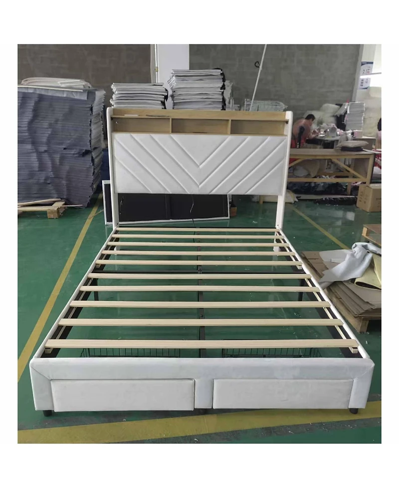 homfan Bed with 2 Storage Drawers
