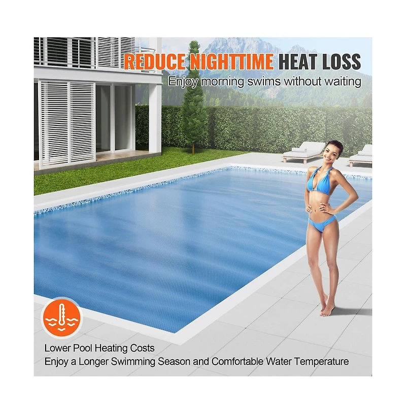 Sugift 28 x 14 ft Rectangle Solar Pool Cover 16 mil Blanket for Pools