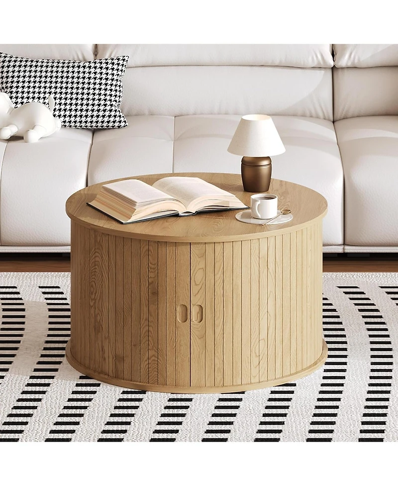 gaomon 28" Round Coffee Table with Storage