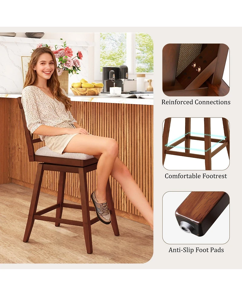 Slickblue Counter Height Bar Stools with Backrest And Upholstered Seat