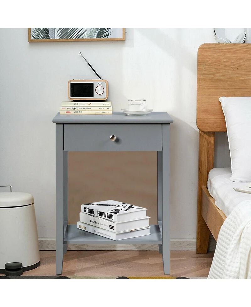 Sugift Wooden Nightstand End Table with Storage and Display