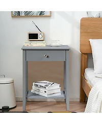 Sugift Wooden Nightstand End Table with Storage and Display