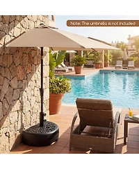 Sugift 55 Lbs Half Round Patio Umbrella Base for Deck Lawn Poolside