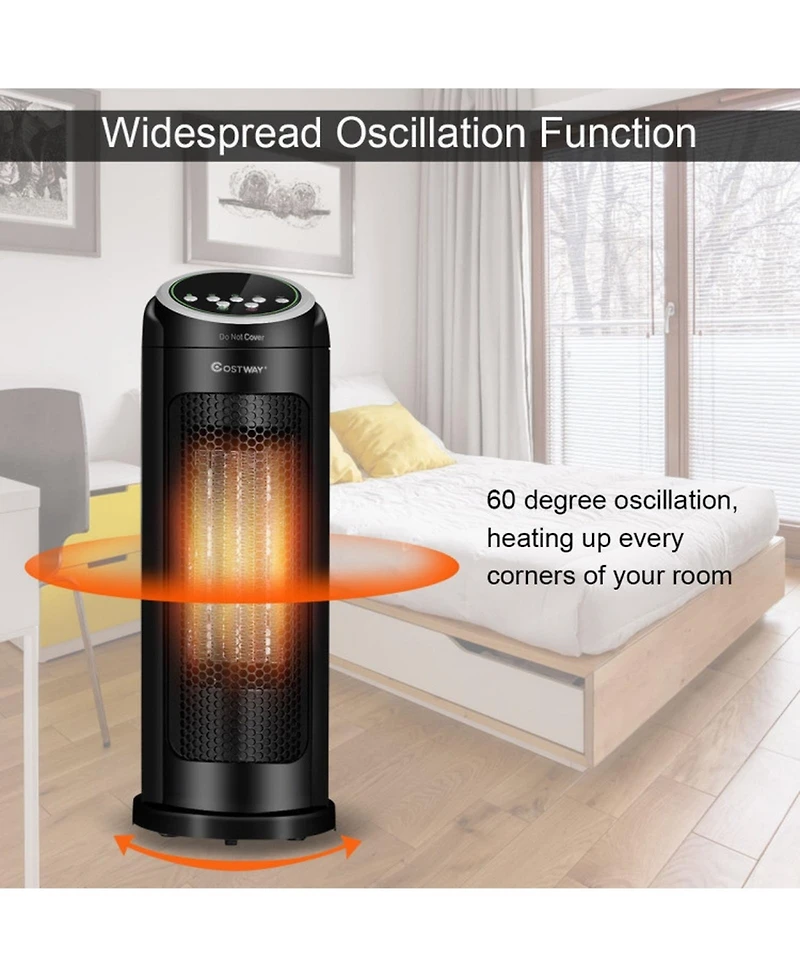 Gouun 1500W Portable Oscillating Ptc Ceramic Space Heater with Remote and Timer