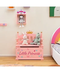 Gouun 2-in-1 Kids Princess Toy Box with Safe Hinged Lid and Bench Seat, 23.5 x 25 in