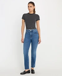 Good American Women's Soft Tech Mid-Rise Straight Jeans