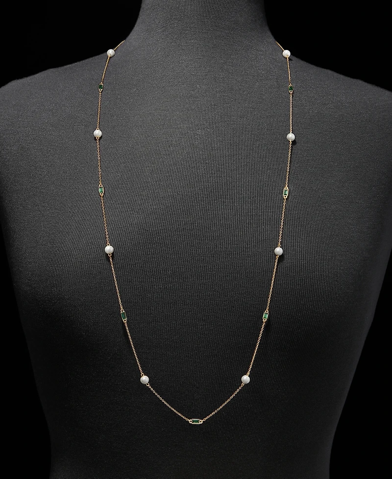 Lauren Ralph Lauren Baguette Stone & Imitation Pearl 36" Strand Necklace