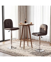 Gymax Swivel Bar Stools Set of with Backrests Footrests and Metal Base for Kitchen