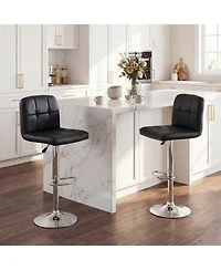 Gymax Swivel Bar Stools Set of with Backrests Footrests and Metal Base for Kitchen