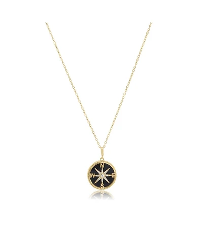 The Lovery Onyx Compass Necklace 14K Gold-Plated Sterling Silver