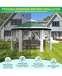 gaomon 13' x 13' Hexagonal Pop Up Gazebo Canopy Shelter for Backyard, Garden, Lawn