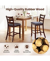 Gymax Bar Stools Set of 4 Upholstered Counter Height Barstools with Padded Seat Footrest and Backrest Farmhouse