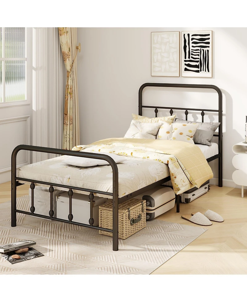 Slickblue Platform Bed Frame with Headboard Storage Space Under Bed for Organization