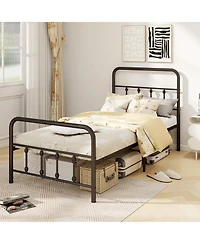 Slickblue Platform Bed Frame with Headboard Storage Space Under Bed for Organization