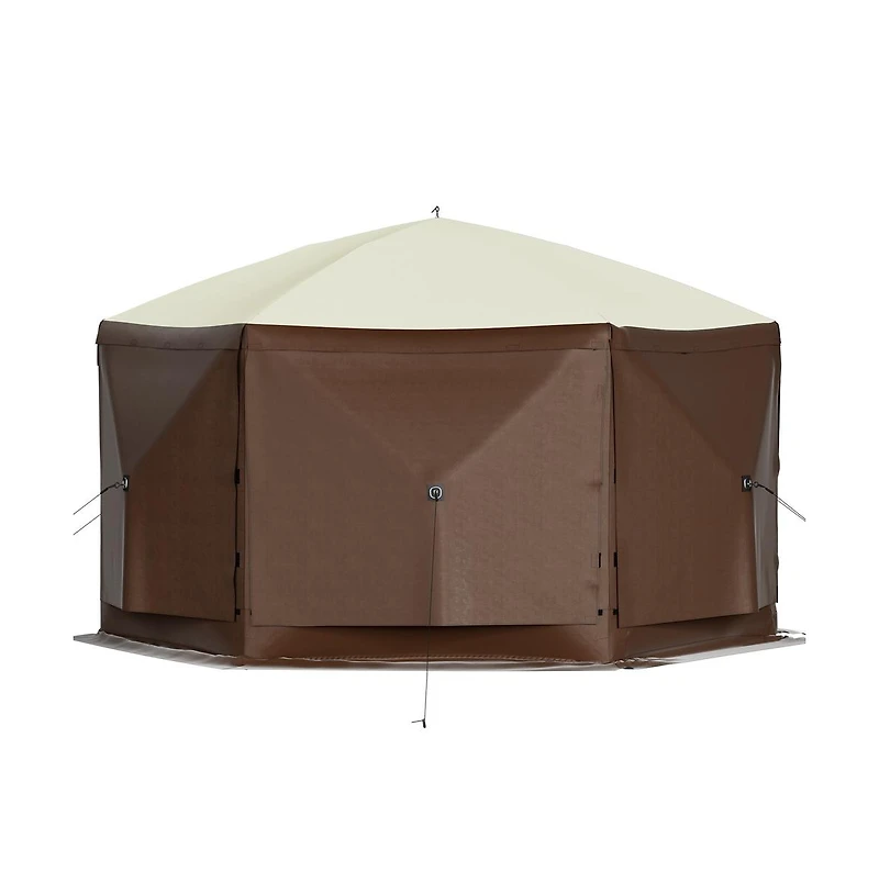 Sugift 10 x 10 ft Pop-Up Camping Gazebo Screen Tent 6 Sided Canopy Shelter for 8 People