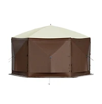 Sugift 10 x 10 ft Pop-Up Camping Gazebo Screen Tent 6 Sided Canopy Shelter for 8 People