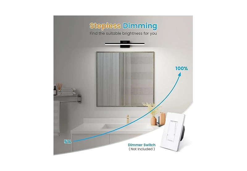 Midola Modern Bathroom Vanity Light 24 inch, Rotatable, 14W Dimmable 5CCT Led Bathroom Light Fixture Over Mirror, Bar Vanity Light for Bathroom Mirror