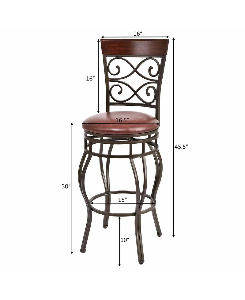 Gymax 2PCS Retro Swivel Bar Stools with Padded Seat Home Kitchen Pub Bistro