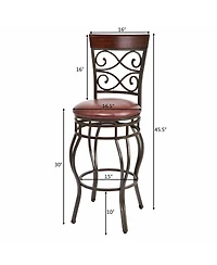 Gymax 2PCS Retro Swivel Bar Stools with Padded Seat Home Kitchen Pub Bistro