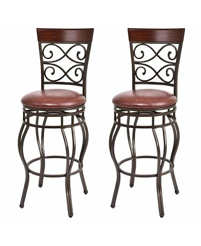 Gymax 2PCS Retro Swivel Bar Stools with Padded Seat Home Kitchen Pub Bistro