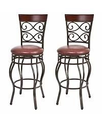 Gymax 2PCS Retro Swivel Bar Stools with Padded Seat Home Kitchen Pub Bistro