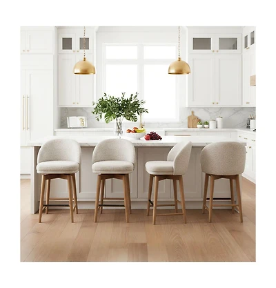 Maison Boucle 25.5" Seat Height Swivel Chenille Counter Height Bar Stools Set of 4