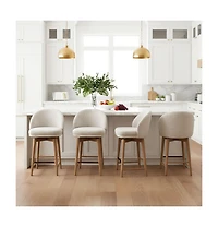 Maison Boucle 25.5" Seat Height Swivel Chenille Counter Height Bar Stools Set of 4