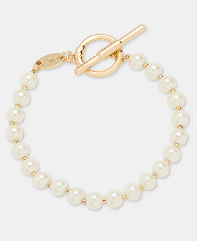 Lauren Ralph Lauren Imitation Pearl Logo Flex Bracelet