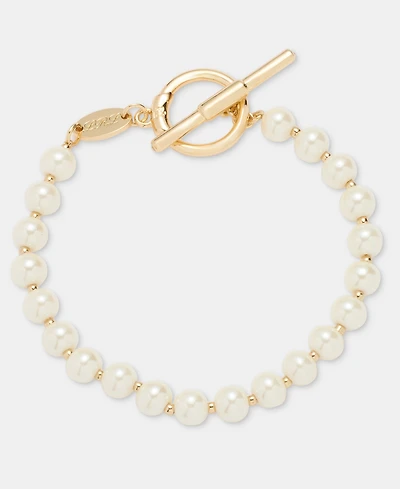 Lauren Ralph Lauren Imitation Pearl Logo Flex Bracelet
