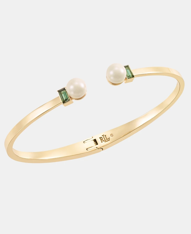 Lauren Ralph Lauren Baguette Stone & Imitation Pearl Cuff Bracelet