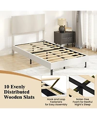 Slickblue Upholstered Velvet Platform Bed with Chevron Headboard