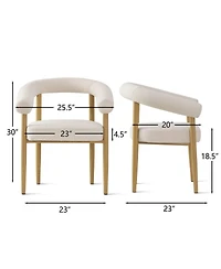 Maison Boucle Dining Chairs Set of 2, Wood-Look Metal Legs, Modern Armchair