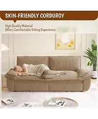 Rainsken 73.2" Velvet Upholstered Queen Sofa Bed, 3-in-1 Convertible Pull-Out Loveseat with Soft Armrests for Guest and Living Spaces