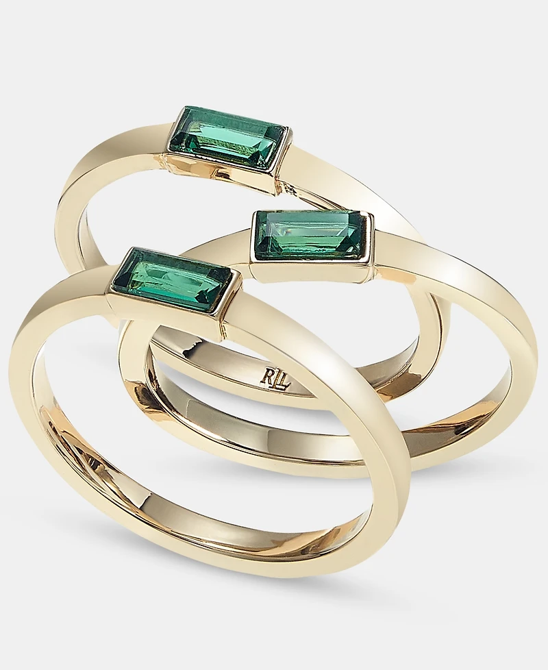Lauren Ralph Lauren 3-Pc. Set Baguette Stone Stack Rings