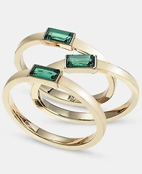 Lauren Ralph Lauren 3-Pc. Set Baguette Stone Stack Rings