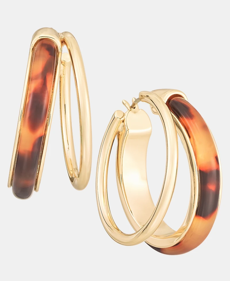 Lauren Ralph Lauren Medium Tortoise-Look Split-Hoop Earrings, 1.2"