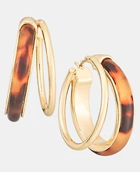 Lauren Ralph Lauren Medium Tortoise-Look Split-Hoop Earrings, 1.2"