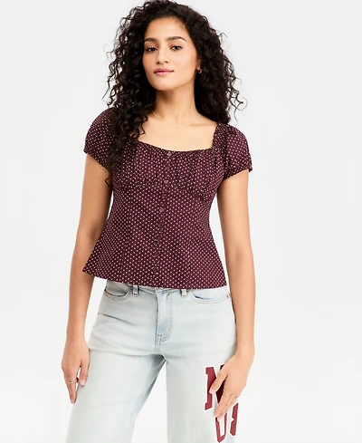 Just Polly Juniors' Cotton Cap-Sleeve Top