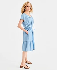 Style & Co Women's Tiered Chambray Dress, Macy's Exclusive