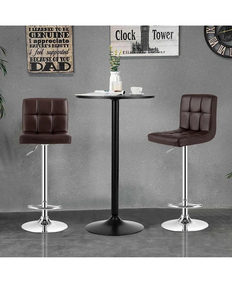 Gymax 3PCS Pub Table Set 24'' Round Bar Table and 2 Adjustable Bar Stools