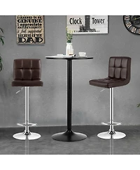 Gymax 3PCS Pub Table Set 24'' Round Bar Table and 2 Adjustable Bar Stools