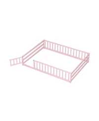 Slickblue Kids Floor Bed with Full Safety Guardrails, Low Height Platform Frame