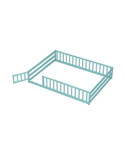 Slickblue Kids Floor Bed with Full Safety Guardrails, Low Height Platform Frame