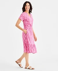 Style & Co Women's Printed Short-Sleeve Knit Dress, Macy's Exclusive