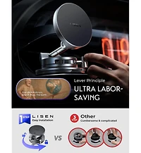 Lisen MagSafe Car Mount Charger with Suction Cup, 15W Wireless Magnetic Phone Holder, Dashboard Mount for iPhone 17/16/15/14/13, Samsung, Pixel