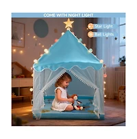 Bruce & Shark Kids Indoor Play Tent with Star Ball Lights, Mat Carry Bag